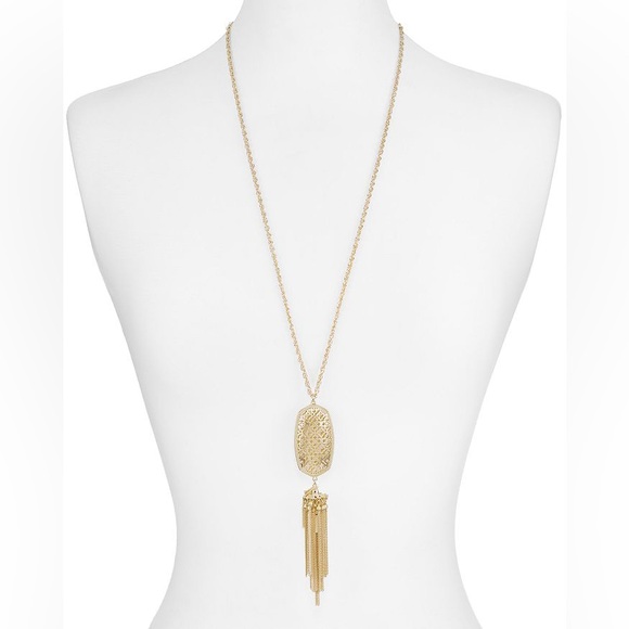 KENDRA SCOTT Rayne Long Gold Filigree Tassel Pendant Necklace - Picture 2 of 11